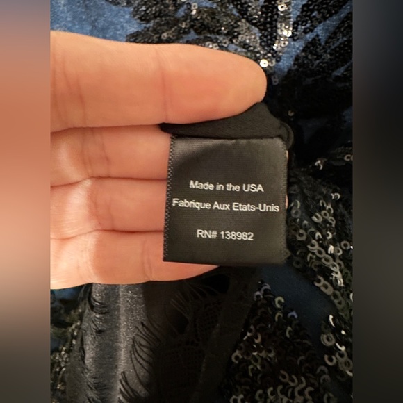 Dress the Population Sequin and Lace Teal Short Sleeve Mini Party Dress size XL - Picture 4 of 6